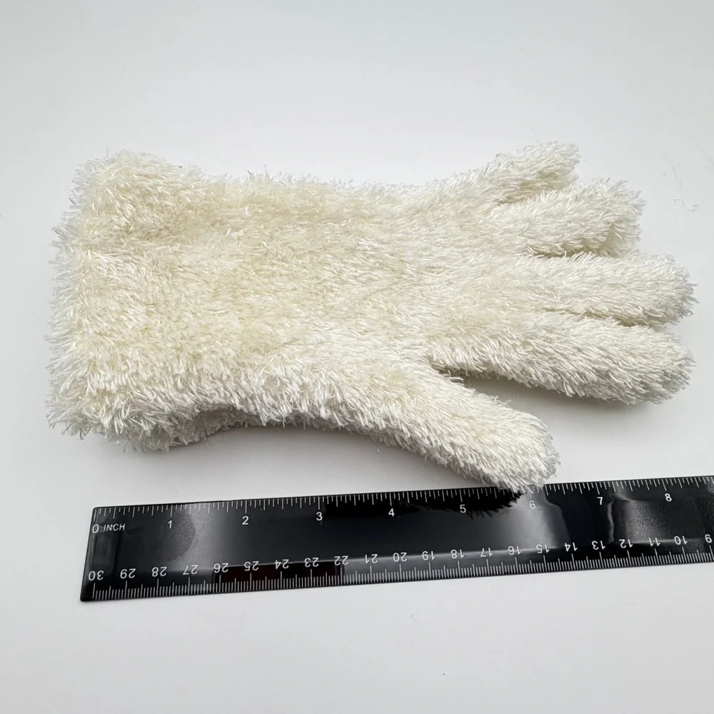 Women’s Plush Faux Fur Gloves Cream‎ Ivory Cozy Winter Cold Weather